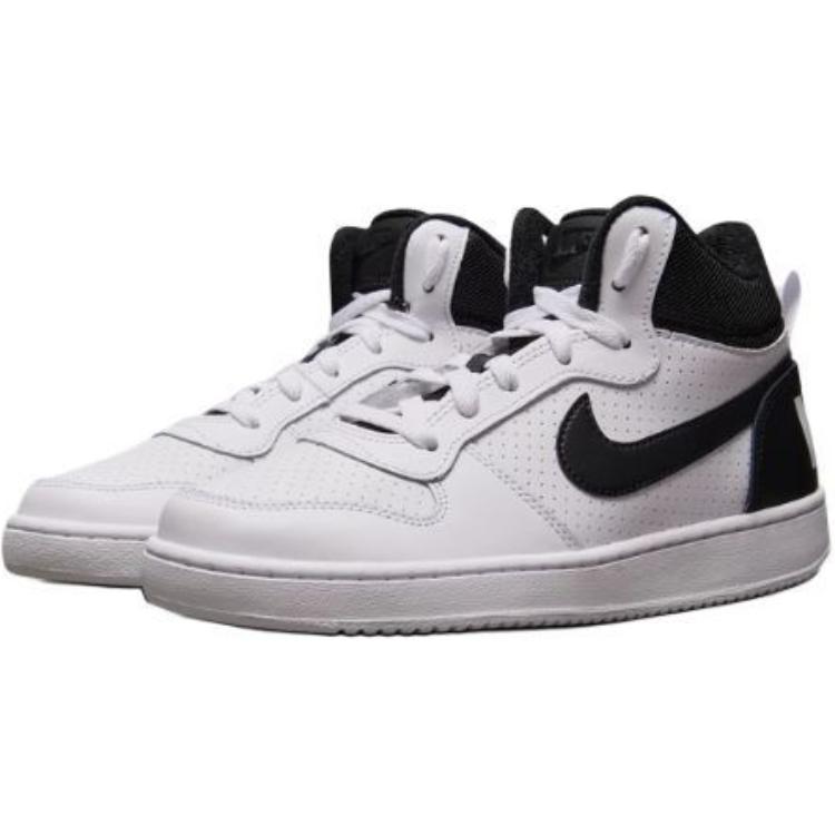 Nike Court Borough Кожа Ткань Удобные Универсальные Нескользящие Амортизирующие Прочные Дышащие Кроссовки Мид-Топ Детские Кроссовки Детские Кроссовки 839977-101