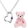 Natural Diamond Heart Necklace Teddy Bear Plush Toy Set February Amethyst Pink Bear [Sears] Women's 1491-tdt-01-p2