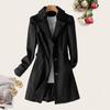 Fall Spring Women Jacket Turn-down Collar Single-breasted Loose Overcoat Mid Length Solid Color OL Commuting Coat