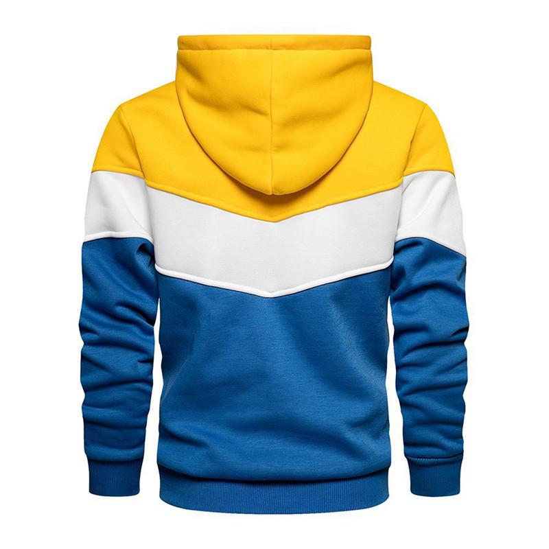 2024 Spring & Fall Color Block Casual Pullover Hoodie with Side Pockets for Men