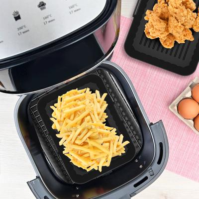 2 шт. Силиконовый противень для аэрофритюрницы, Корзина для выпечки, Пицца, Жареная курица, Силиконовая корзина для аэрофритюрницы, Прямоугольная подкладка для сковороды аэрофритюрницы, Аксессуары