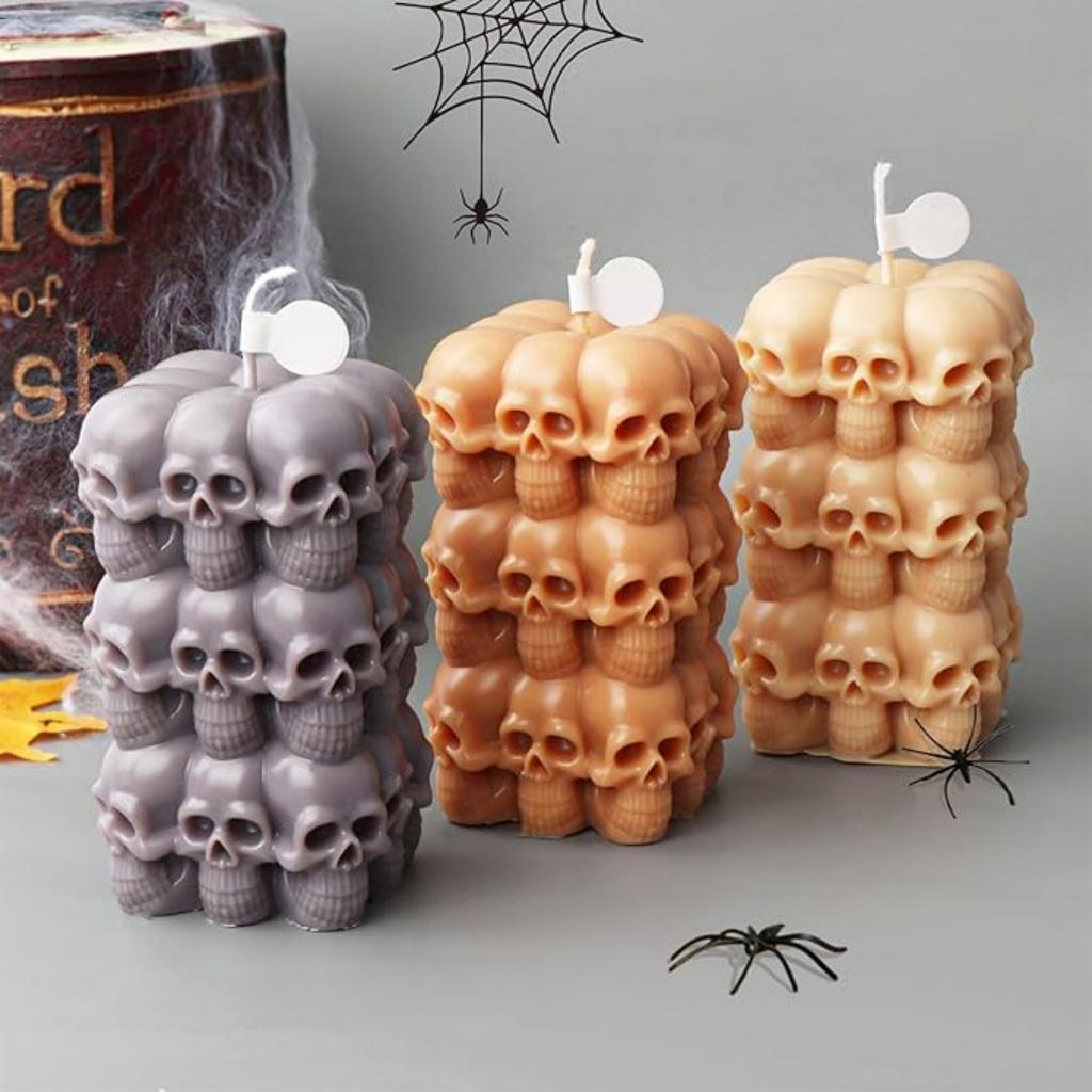 1PC Halloween Silicone Skull Head Mold Candle Resin Casting Home Decor Aromatherapy Plaster Craft Candle Gift Making Tool