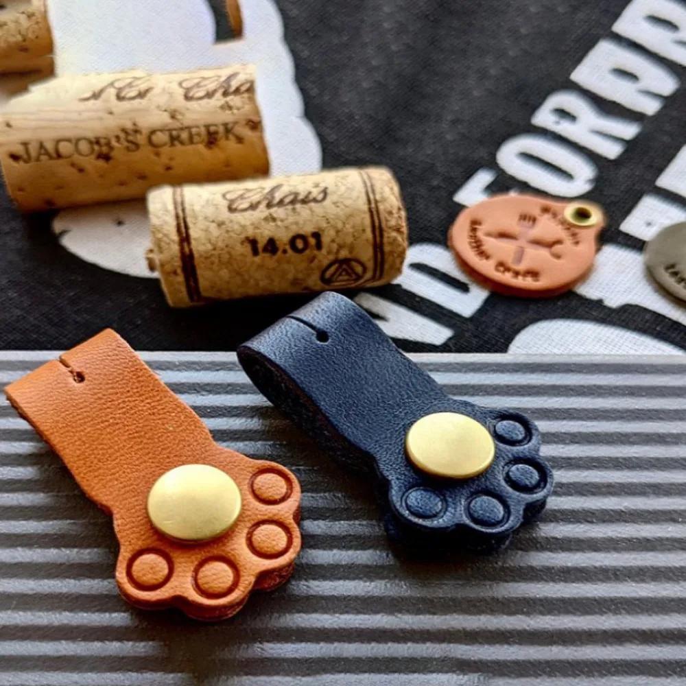 Earphone Cord Organizer Cute Animal Leather Cable Winder Cable Protector Clip Anti Loss Wire Ties Cat Claw Shape