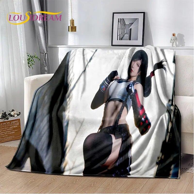 Sexy Girl Lace Tifa Aerith Anime Soft Plush Blanket,Flannel Blanket Throw Blanket for Living Room Bedroom Bed Sofa Picnic Cover