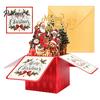 Handmade Style Xmas Cards Pop Up Christmas Card with Envelope And Note Card, Merry Gift Envelopes Holiday Greeting for New Year, Party Favors