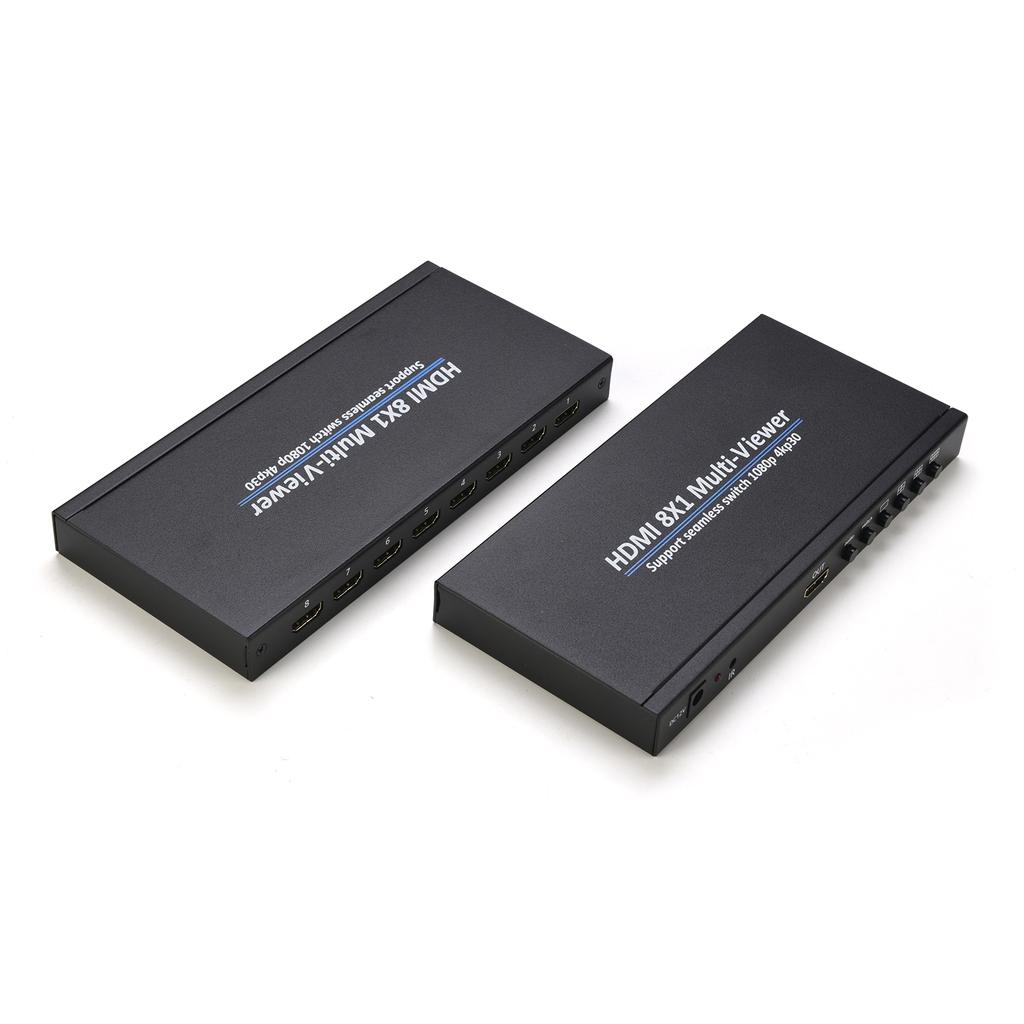 8x1 HDMI 4K Quad Multiviewer Screen Divider 8 Screen Splitter with Seamless Switching