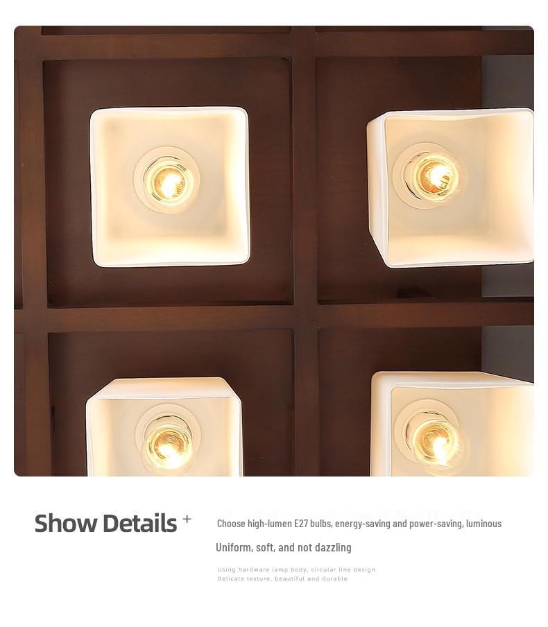 Walnut Glass LED Ceiling Light - Retro Inspired for Living Room or Master Bedroom