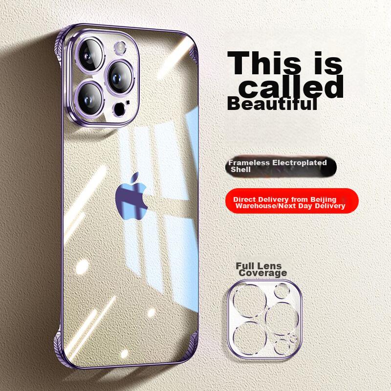 Yellowing CompensationIPhone 14 Pro Case, Electroplated Borderless Transparent Heat Dissipation Shockproof Simple Design, Dark Purple