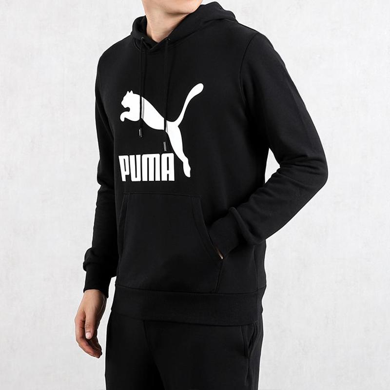Puma Классические мужские топы с капюшоном и длинным рукавом с принтом и завязками, черные 599300-01