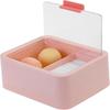 Cotton Pad Dispenser, Cotton Swab Holder, 2 Compartment Storage Box with Transparent Lid, Portable Cotton Pad Organizer - Pink