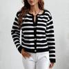 Women's Autumn And Winter Button Striped Knitted Cardigan Long Sleeve Sweater