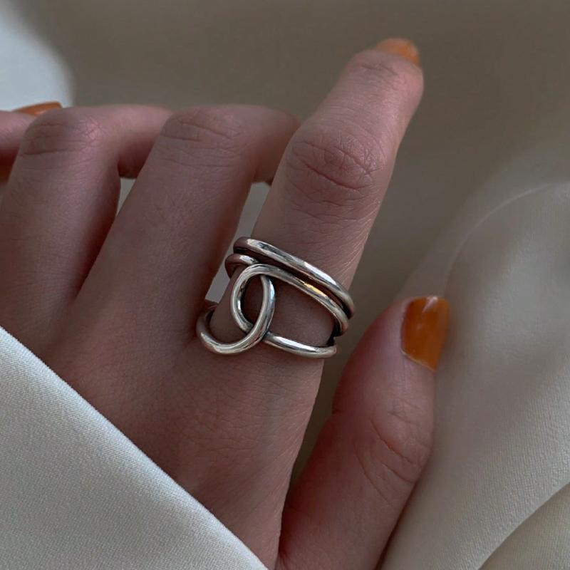 1 шт. Винтажное асимметричное многослойное кольцо на большой палец с перекрестным узлом, женская модная бижутерия, подходит для повседневной носки, вечеринки, подарка, повседневного стиля, пляжа, всех сезонов