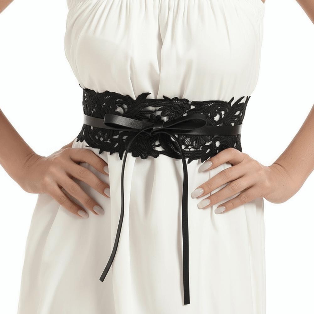 Wide Lace Belt Vintage Waist Band Boho Style Obi Belt for Dresses
