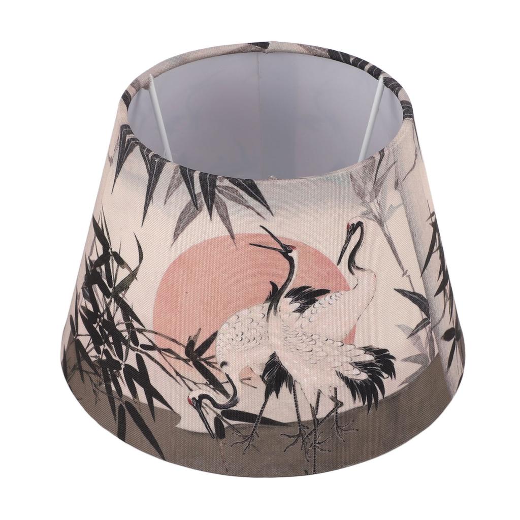 Chinese Style Lamp Shade Cloth E27 E14 Red Crowned Crane Decorative Drum Lamp Shade for Table Floor