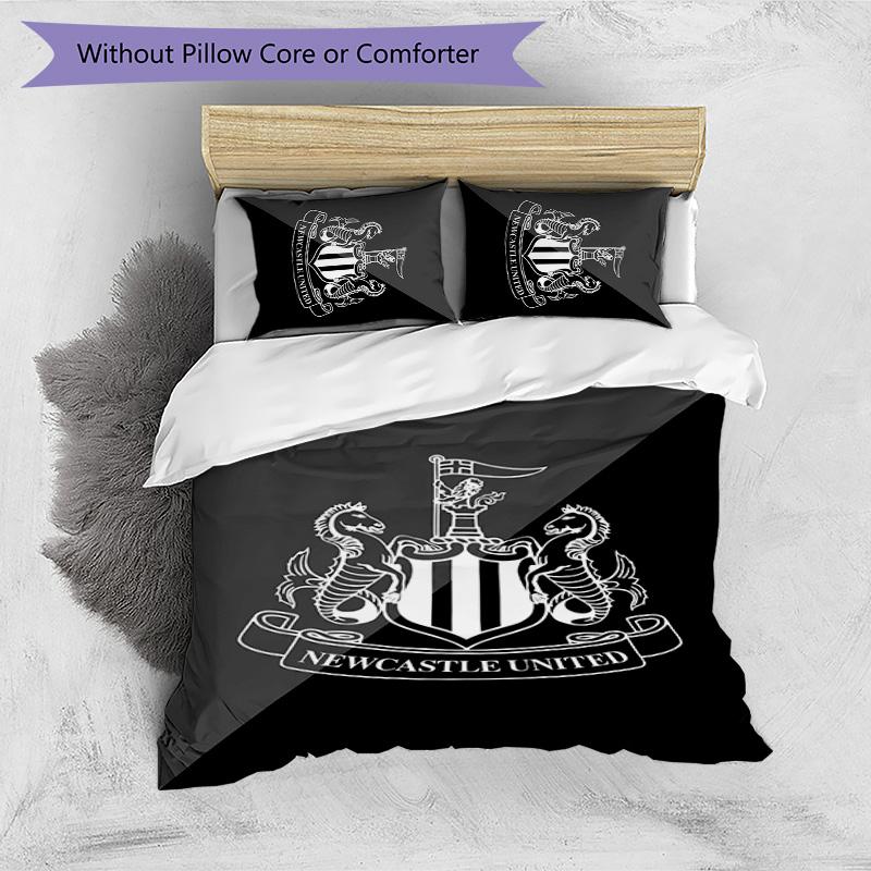 Newcastle United Football Printed 3 Pieces Bedding Set, Comfortable Skin Friendly Bedroom Duvet Cover Set