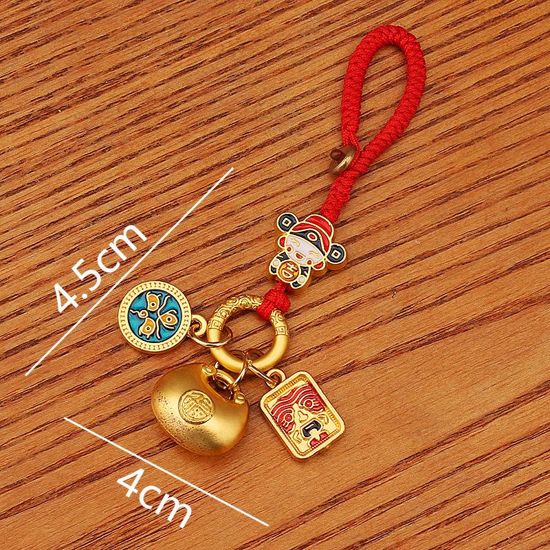Gold Sand Zakiram Fu Pendant: Wealth & Fortune Bag Keyring for Peace, Joy, Happiness