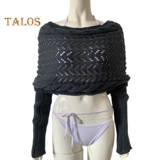 Вязаный шарф-накидка с косами и рукавами, мягкий шарф-шаль в богемном стиле, ажурный узор для вязания крючком, шарф-накидка в виде свитера