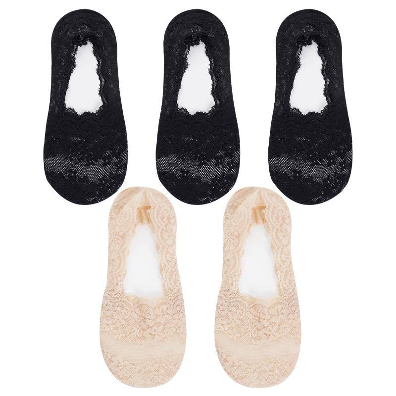 1/5 пар для женщин и девочек, летние кружевные носки с вишневым цветочным принтом из силикагеля, нескользящие нескользящие тапочки на хлопковой подошве с невидимой хлопковой подошвой, носки-лодочки