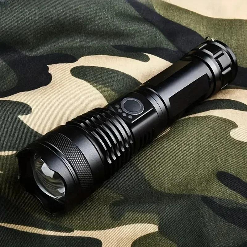 30W High Power Led Flashlight Telescopic Zoom Portable USB Rechargeable LED Lamp Emergency Spotlights Outdoor Camping Torch