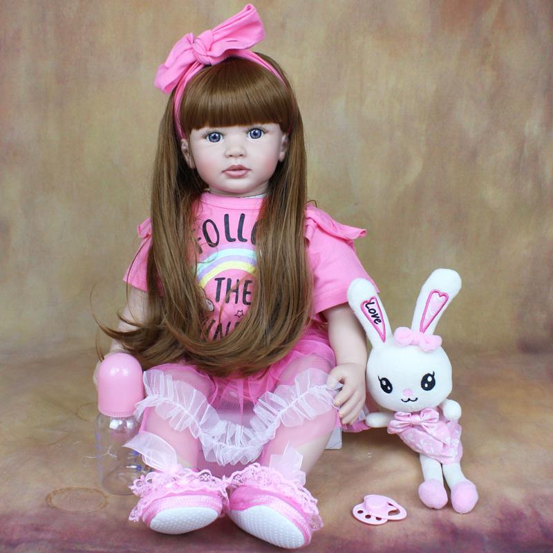 BZDOLL 60 см 24 дюйма Кукла Реборн Девочка Мягкий Винил Малышка с Мягким Тканевым Телом Принцесса Малыш Бебе Прекрасный Ребенок Рождественский Подарок