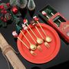 6Pcs/Set Stainless Steel Spoon Fork Set Santa Claus Snowman Deer Christmas Tree Hat Decor Tableware Holiday Party Supply
