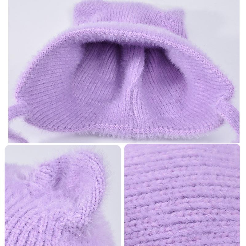 Детская шапка зимняя для мальчиков и девочек, теплая, защитная шапка для ушей, вязаная шерстяная шапка с мультяшными ушками для кошек