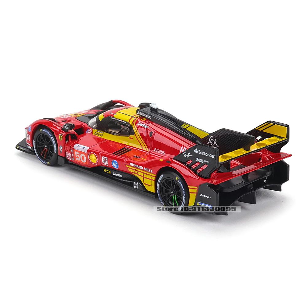 Ббураго 1:43 Ferrari 2024 499P №50 №83 24 часа ЛЕ-МАНА Акриловая коробка и подставка Сплав Роскошный автомобиль Литая модель автомобиля Коллекция игрушек