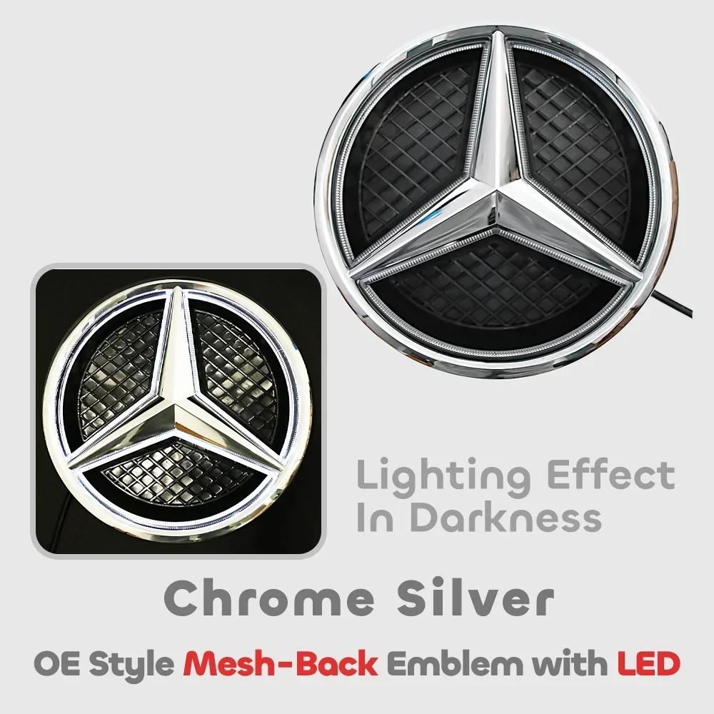 AABID1 ABS Chrome Silver Glossy Black Star Front Grille Decorative Badge OE Style Emblem Chrome Silver For Mercedes Benz E-Class W213