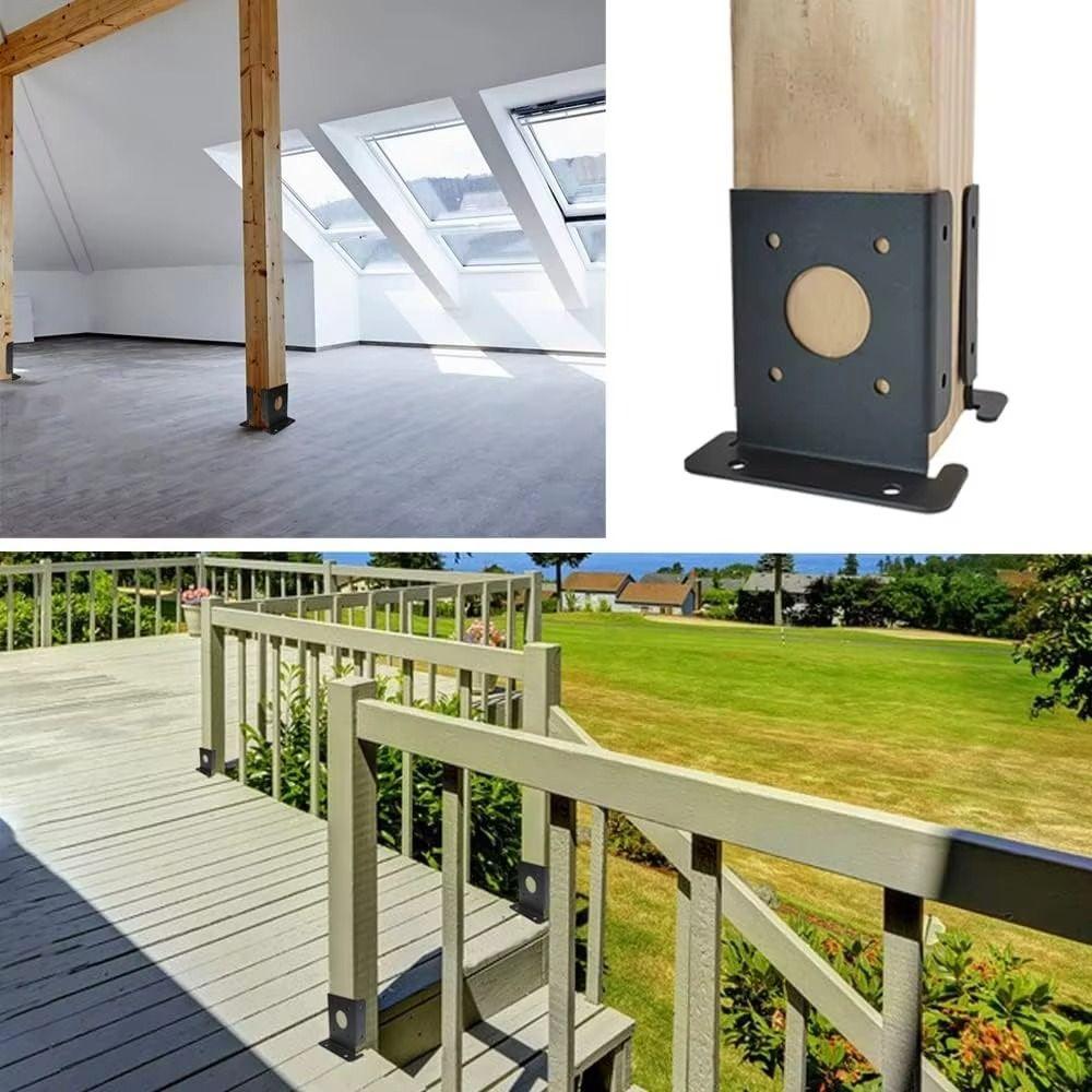 2 шт. Прочные опорные уголки для деревянного забора, перголы, регулируемая конструкция, простая установка, базовые уголки для столбов, черные, прочные