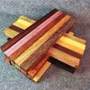 30x2.2x2.2cm Rosewood Buddha Beads Blanks Small Leaf Red Sandalwood Golden Star Square Wood Rods for Couple Bracelet Making