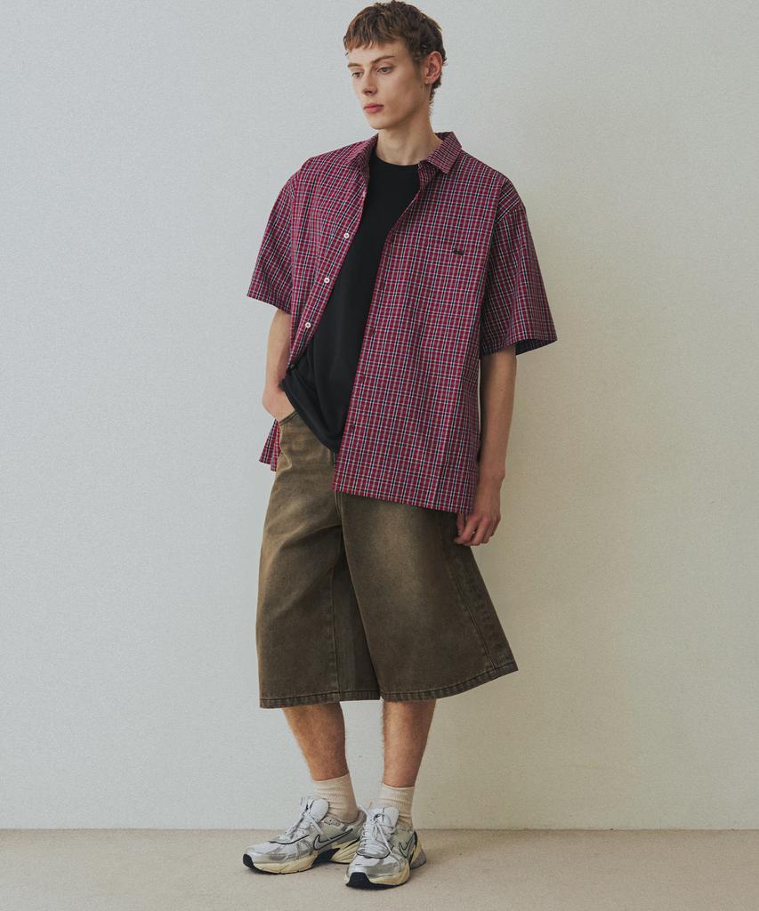 NODU Side Cut Washed Bermuda Shorts [Brown]