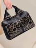Airrani Leopard Pattern Genuine Leather Women's Handbag with Large Capacity, Fashionable and Versatile Top Layer Cowhide Pillow Bag