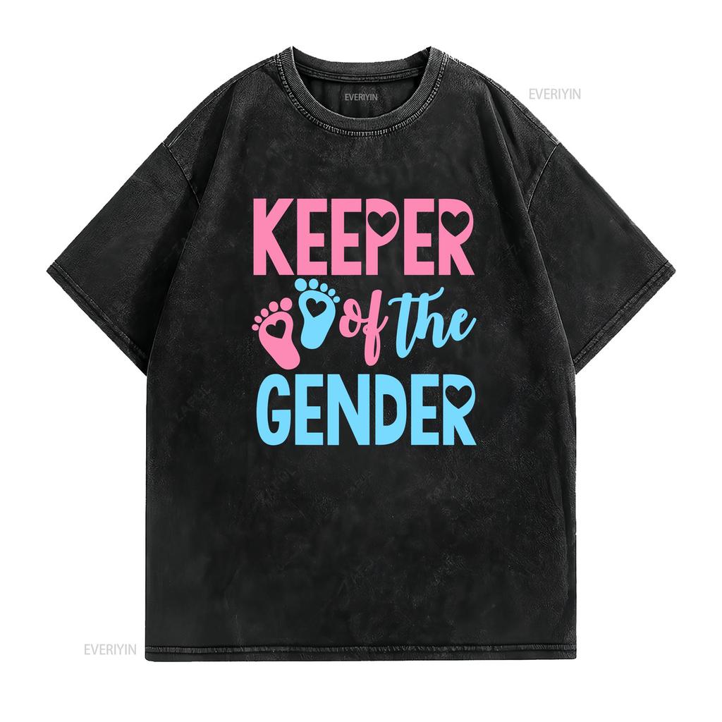 Gender Reveal Keeper Of The T Shirt Vintage Washed Designer Clothes Streetwear Comfortable Fashion Versatile Slightly Homme