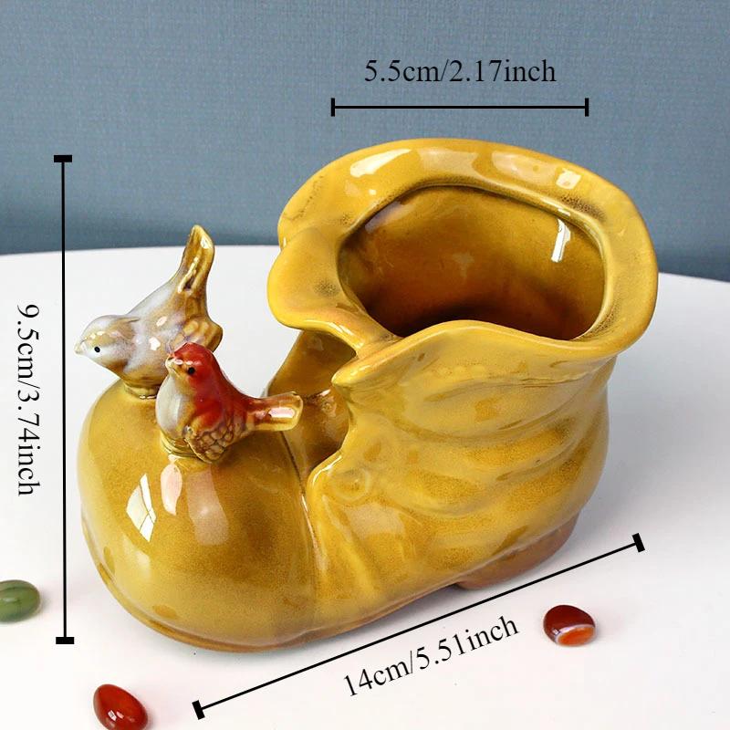 Керамическое рукоделие Маленькие сапожки Форма обуви Цветочный горшок Ваза для цветов Контейнер для ручек Настольное хранение Горшок для посадки суккулентов Домашний декор