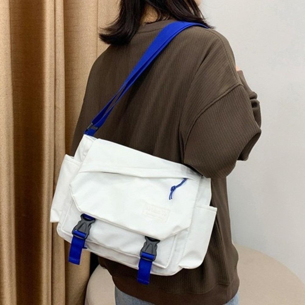 Multi Pocket Nylon Messenger Bag Korean Style Crossbody Bag Simple Women Shoulder Bag Students