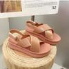 Cross Muffin Thick Sole Sandals Women 'S Summer Slope Heel Sandals Summer New Casual Flat Bottom Women 'S Beach Shoes