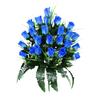 Artificial Cemetery Flower 24 Heads Faux Silk Rose Bush Memorial Rose Flower Bouquet for Headstones Gravesite Vase