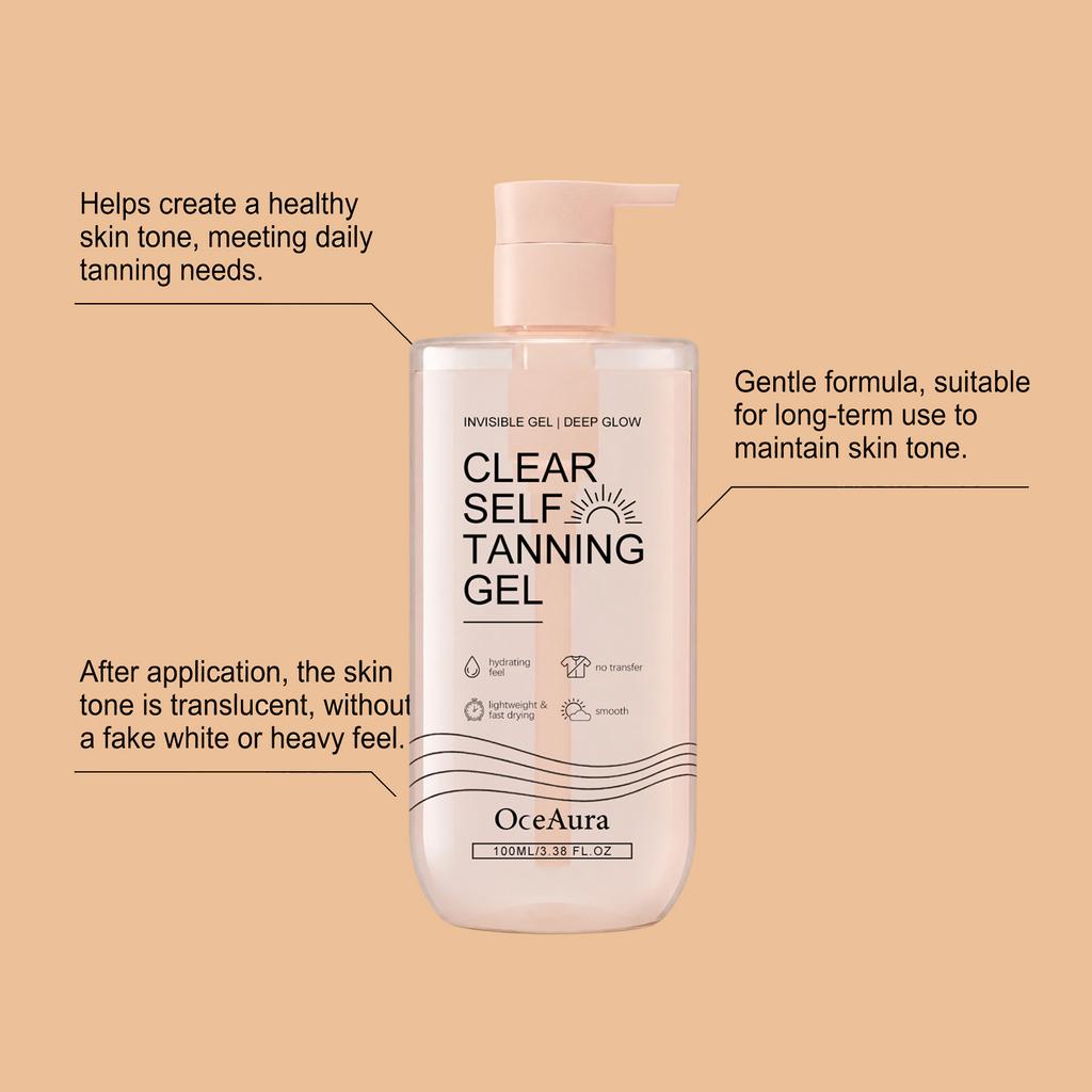OceAura Clear Self Tanning Gel, 100ml, Hydrating, Smooth