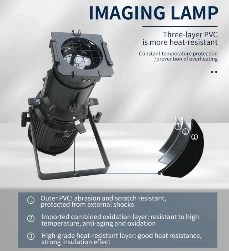 Led 200W imaging light Profile Projector Spot Light Aluminum Profession Warm/Cold White/RGBW Dmx Party Lights For TV Studio Theater