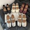 Французские повседневные туфли Мэри Джейн с квадратным носком и пряжкой, летние, ретро, простые, универсальные, на танкетке, маленькие кожаные туфли, одинарные туфли