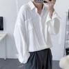 Men's Trendy Hong Kong Style Pleated Ice Silk Long Sleeve Shirt - Casual Summer Jacket