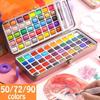 50/72/90/100/128/168 Colors Solid Watercolor Set Gift Package Basic Neone Glitter Watercolor Paint for Drawing Art Paint Supplies