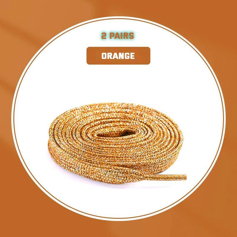 2 Pair Glitter White Shoelaces of Sneakers Colorful Shoelaces Metallic Shiny Gold Shoelace Silver Flat Shoe Laces Running Laces