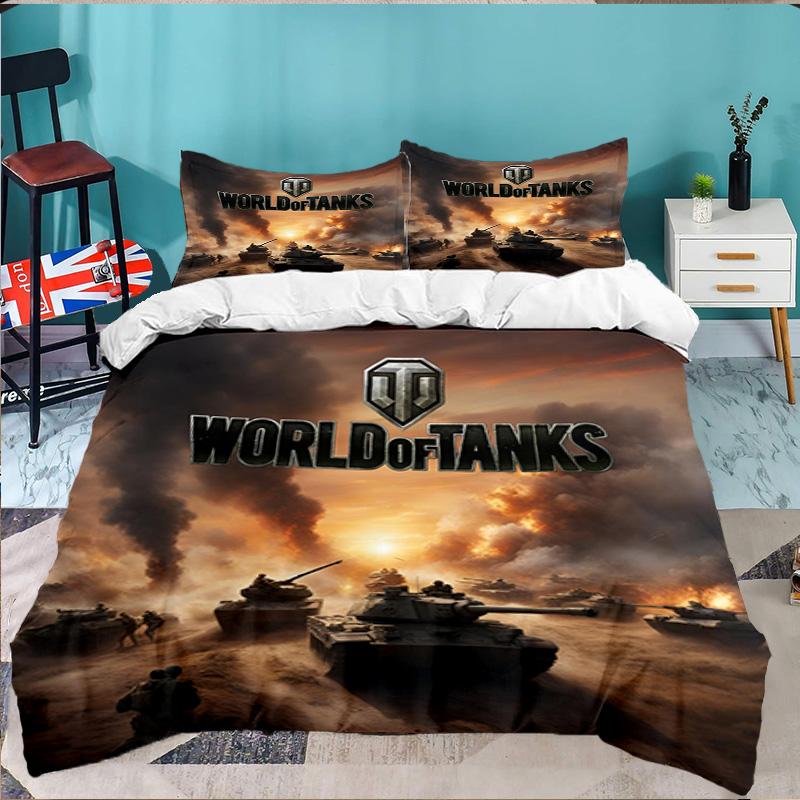 World Of Tanks Эпические Битвы 3 предмета Постельное белье, Идеально для 1 пододеяльника и 2 наволочек, Отлично подходит для подарка фанату, Идеально для спальни, общежития