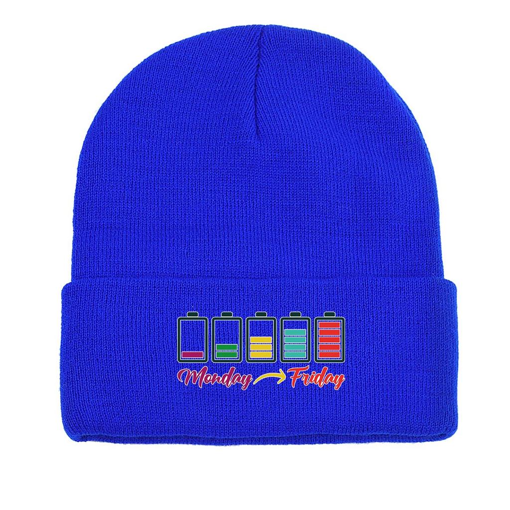 Понедельник Пятница" Принт Батарейка Вязаная Шапка Бини, Женская Шапка Рак Химиотерапия Уютная Модная Шапка с Помпоном Вязаная Шапка Бини