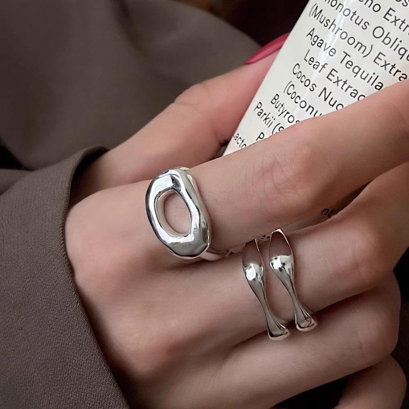 Stainless Steel Simple Hollow Rings for Women Geometric Fashion Smiple Open Handmade Allergy Party Jewelry Gifts New