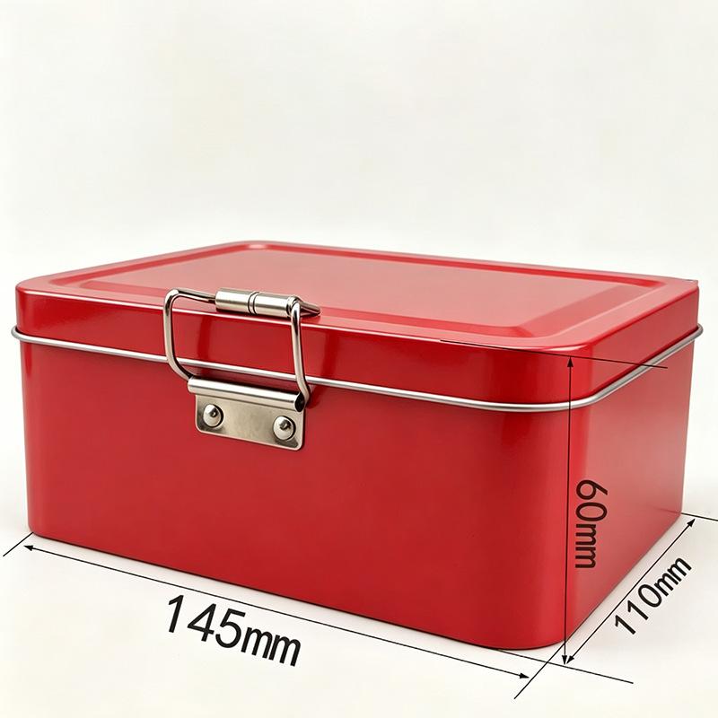 Old Fashioned Tinplate Storage Tin 1Pc Frosted Buckle Rectangular Iron Box for Desk Stationery Snacks Daily Organizing
