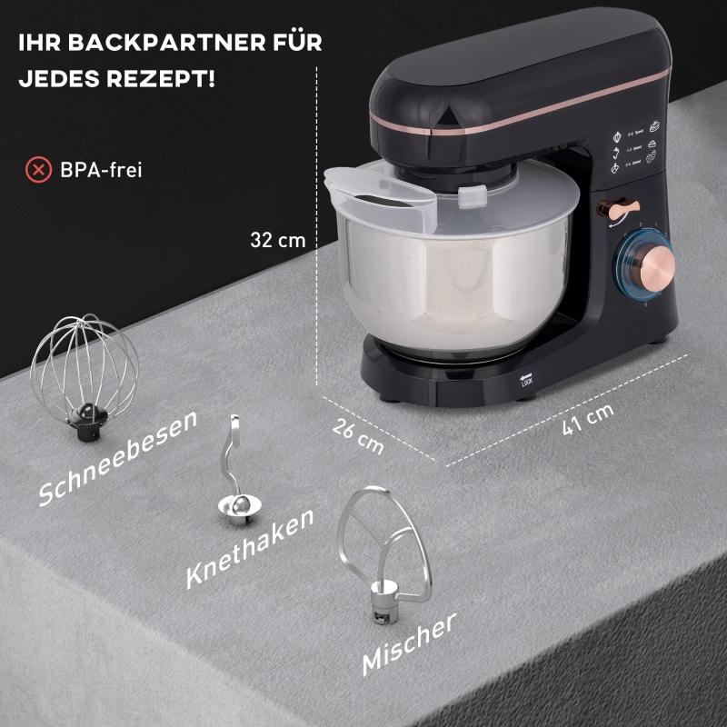 Stand Mixer, Food Processor, Mixer, 6 Speeds, 5.5L Stainless Steel Bowl