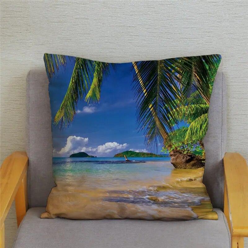 Декор для спальни, гостиной, пляжный пейзаж, кокосовая пальма, чехол для дивана, домашний декор, наволочка с принтом морской звезды и ракушки