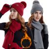 3Pcs/Set Warm Knitted Hat Touchscreen Scarf Cap Winter Scarf Gloves Set  Men Women